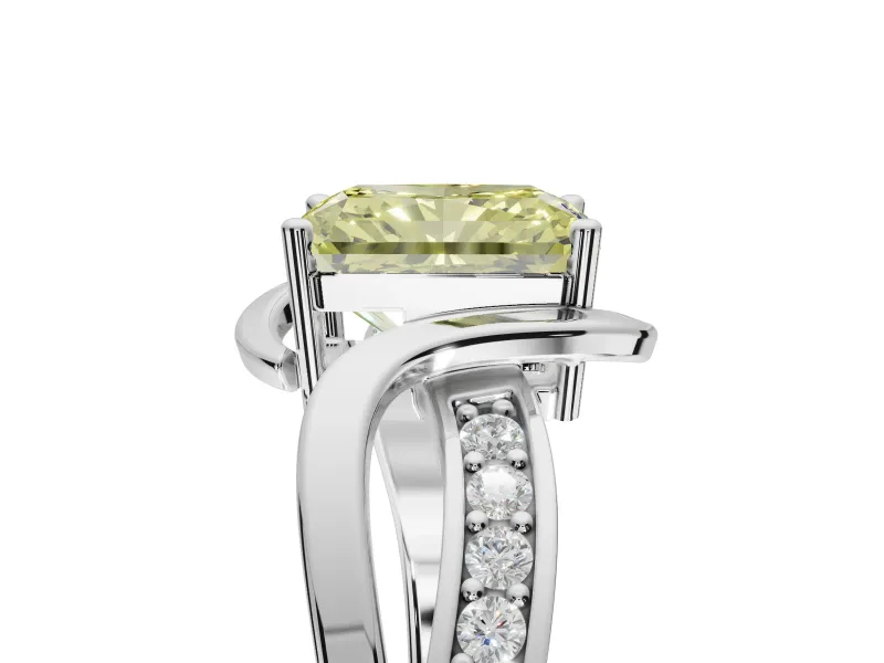 Radiant Cut Bypass Solitaire Engagement Ring Setting for a Fancy Yellow Lab-Grown Diamond | Sterling Silver
