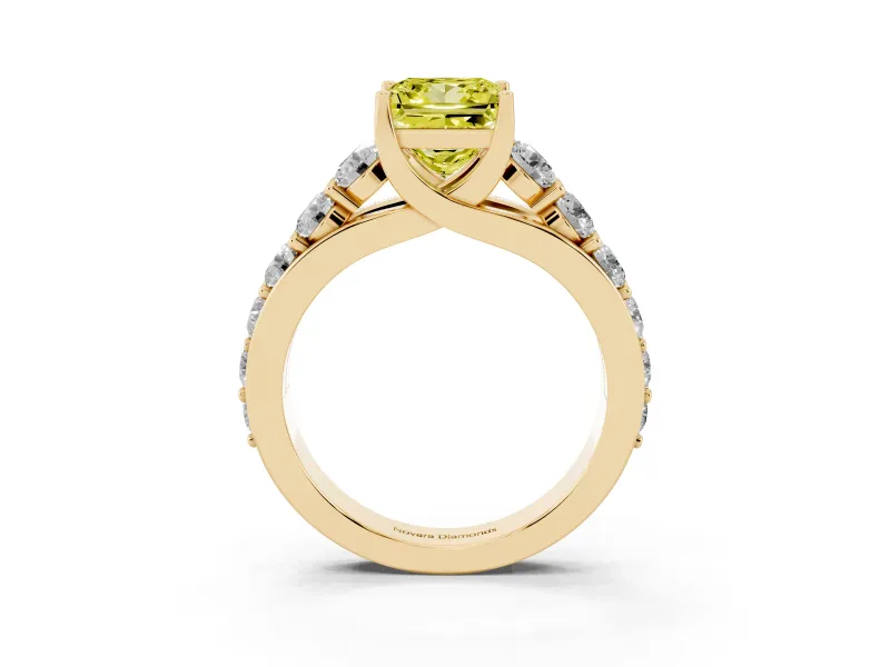 Princess Cut Engagement Ring Setting for a Fancy Yellow Lab-Grown Diamond | Yellow Gold - Design NV-24645