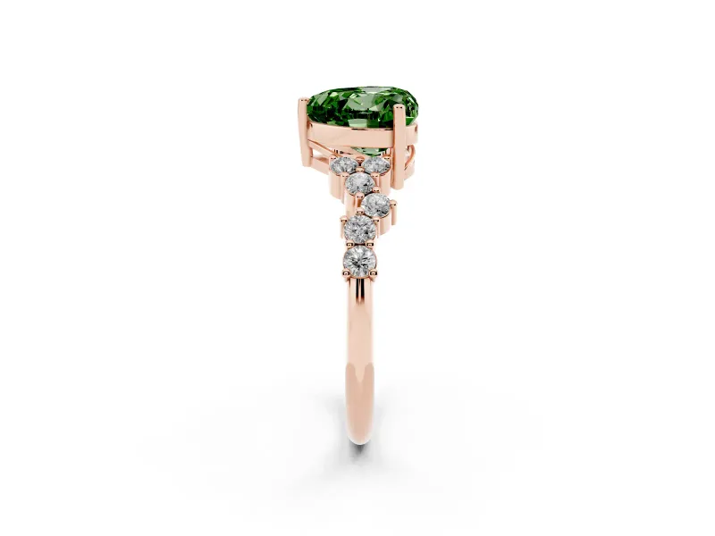Heart-Shaped Accented Engagement Ring Setting for a Fancy Green Lab-Grown Diamond | Rose Gold