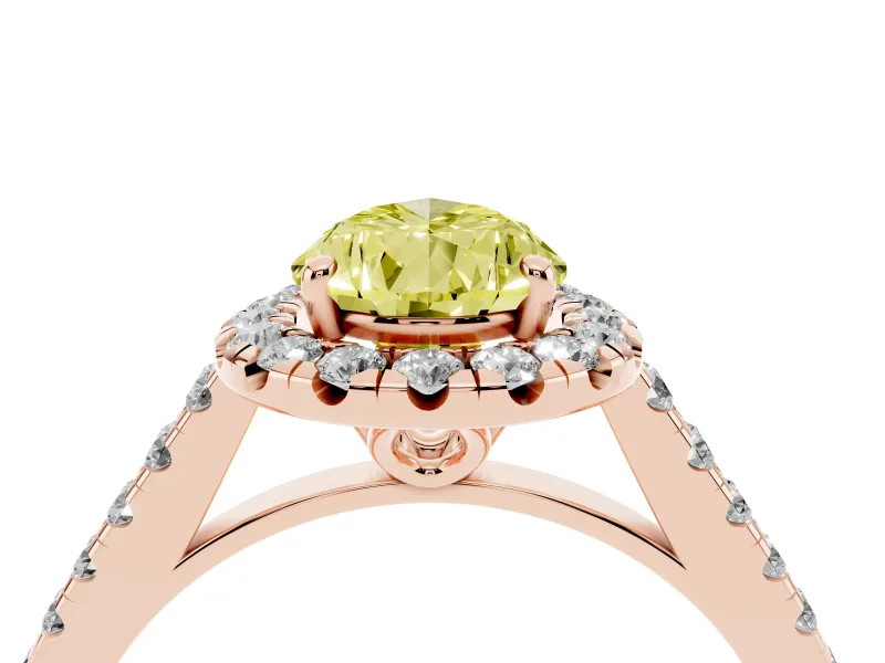 Pear-Shaped Raised Halo Engagement Ring Setting for a Fancy Yellow Lab-Grown Diamond | Rose Gold