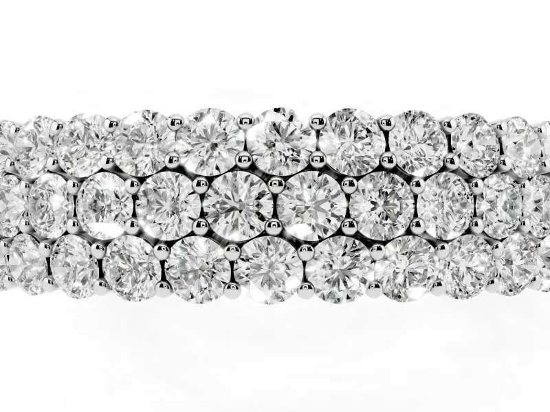 Round Lab-Grown Diamond Three Row Pave Promise Ring | Shared Prongs | Platinum