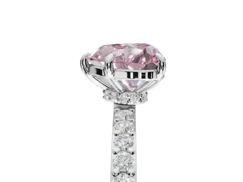 Heart-Shaped Pavé Engagement Ring Setting for a Fancy Pink Lab-Grown Diamond | Sterling Silver - Design NV-24928
