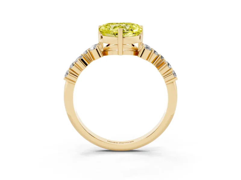 Heart-Shaped Accented Engagement Ring Setting for a Fancy Yellow Lab-Grown Diamond | Yellow Gold