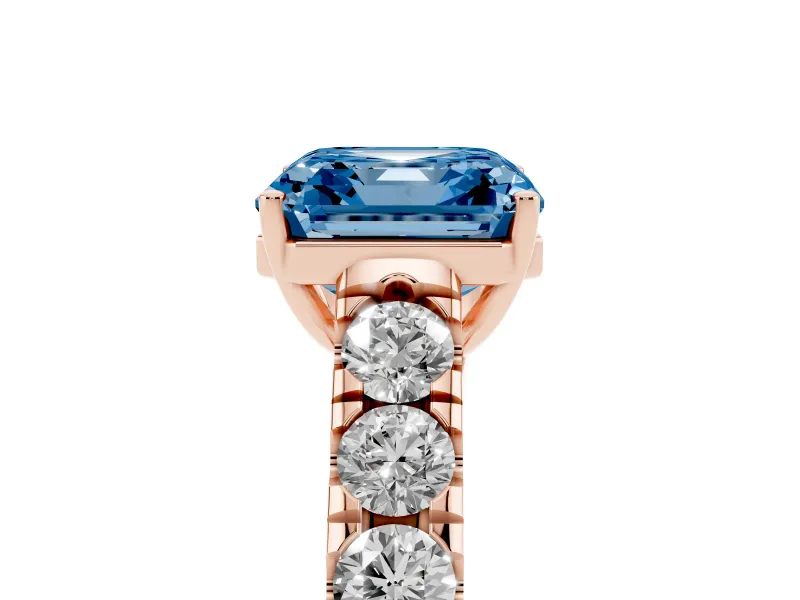 Asscher Cut Engagement Ring Setting for a Fancy Blue Lab-Grown Diamond | Rose Gold - Design NV-24643