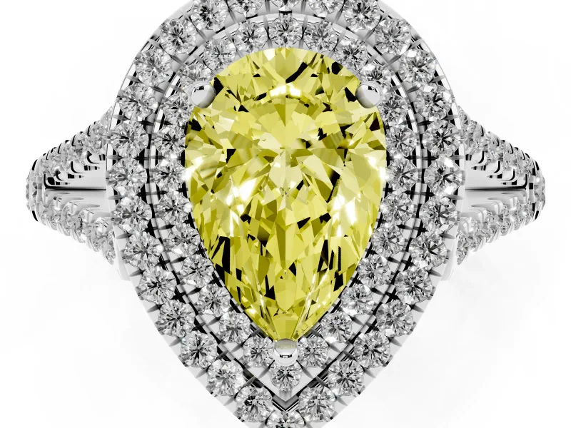 Pear-Shaped Halo Engagement Ring Setting for a Fancy Yellow Lab-Grown Diamond | Sterling Silver - Design NV-24799