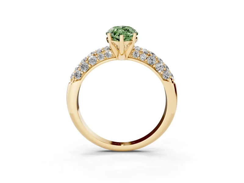 Marquise Multi Row Pave Engagement Ring Setting for a Fancy Green Lab-Grown Diamond | Yellow Gold