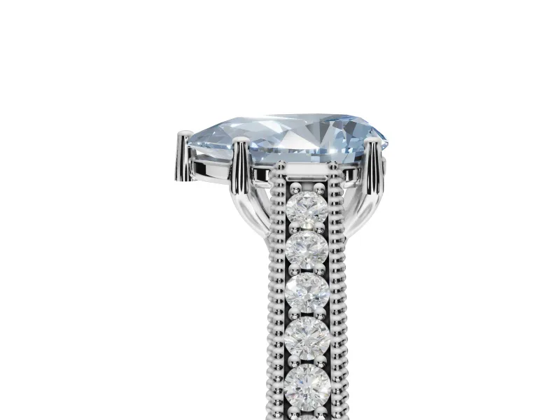 Pear-Shaped Vintage Engagement Ring Setting for a Fancy Blue Lab-Grown Diamond | White Gold - Design NV-24644