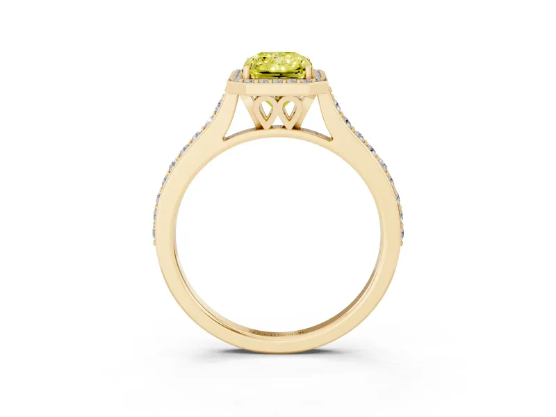 Radiant Cut Halo Engagement Ring Setting for a Fancy Yellow Lab-Grown Diamond | Yellow Gold - Design NV-24729