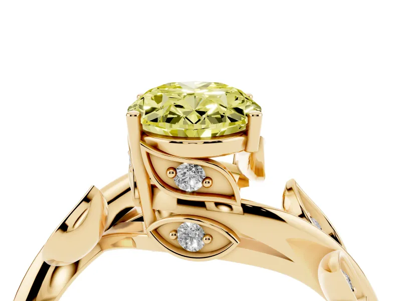 Oval Twisted Bypass Engagement Ring Setting for a Fancy Yellow Lab-Grown Diamond | Yellow Gold
