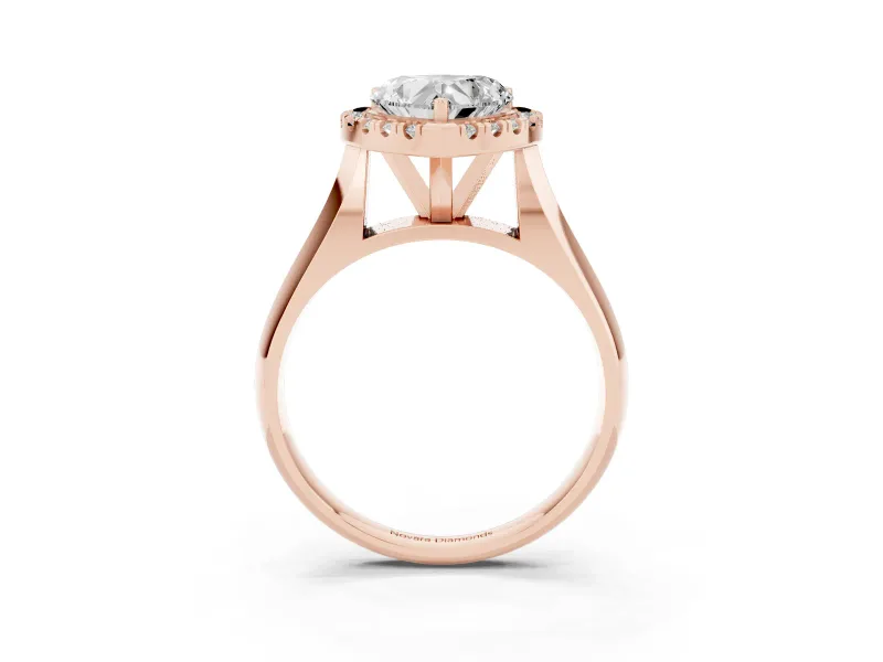 Heart-Shaped Halo Engagement Ring Setting | Square Profile Band | Rose Gold