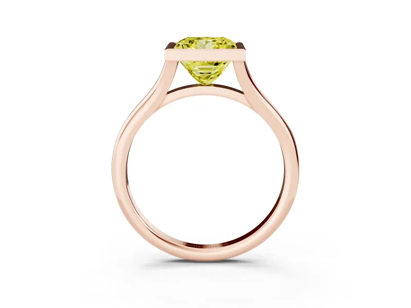 Princess Cut Bezel Engagement Ring Setting for a Fancy Yellow Lab-Grown Diamond | Rose Gold