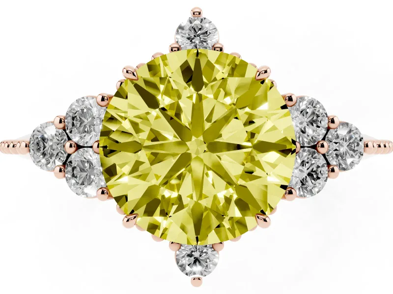 Round Cluster Engagement Ring Setting for a Fancy Yellow Lab-Grown Diamond | Rose Gold