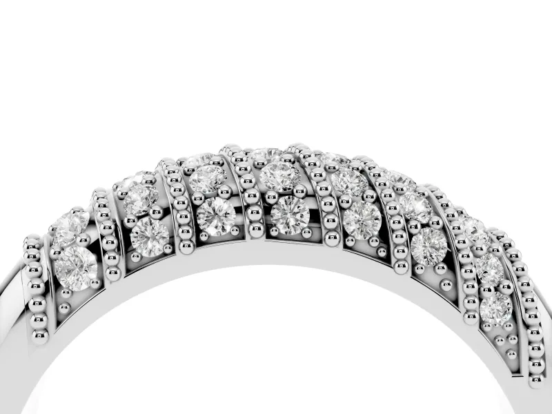 Round Diamond Dome Band Set in White gold with Channel Setting