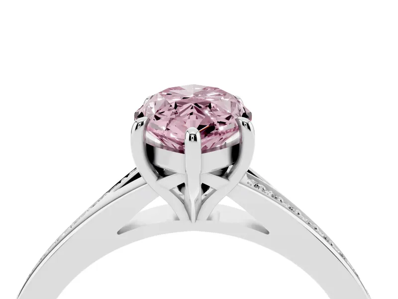Marquise Pave Solitaire Engagement Ring Setting for a Fancy Pink Lab-Grown Diamond | Sweeping Shoulders | Platinum