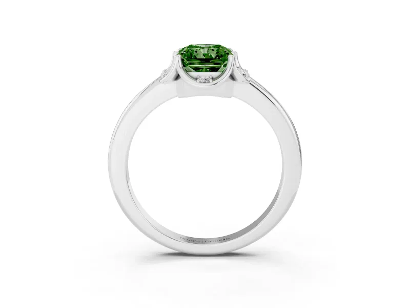 Radiant Cut Petal Halo Engagement Ring Setting for a Fancy Green Lab-Grown Diamond | Sterling Silver
