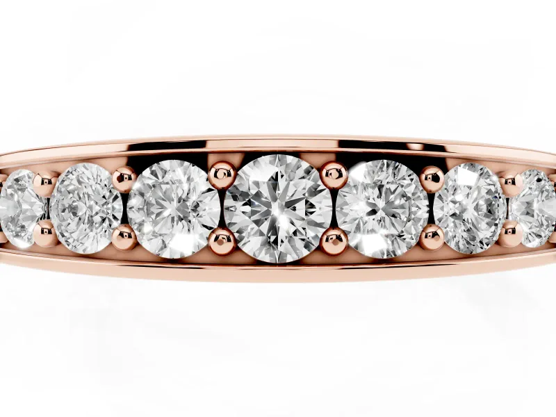 Round Diamond Comfort Fit Band Set in Rose gold with Channel-Set Row