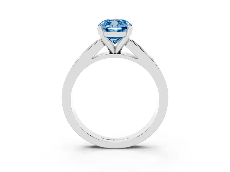 Cushion Cut Channel Engagement Ring Setting for a Fancy Blue Lab-Grown Diamond | Platinum