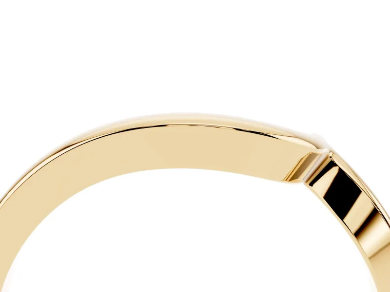 Chevron V-Shaped Contour Wedding Band | High-Polish Plain Metal | Yellow Gold
