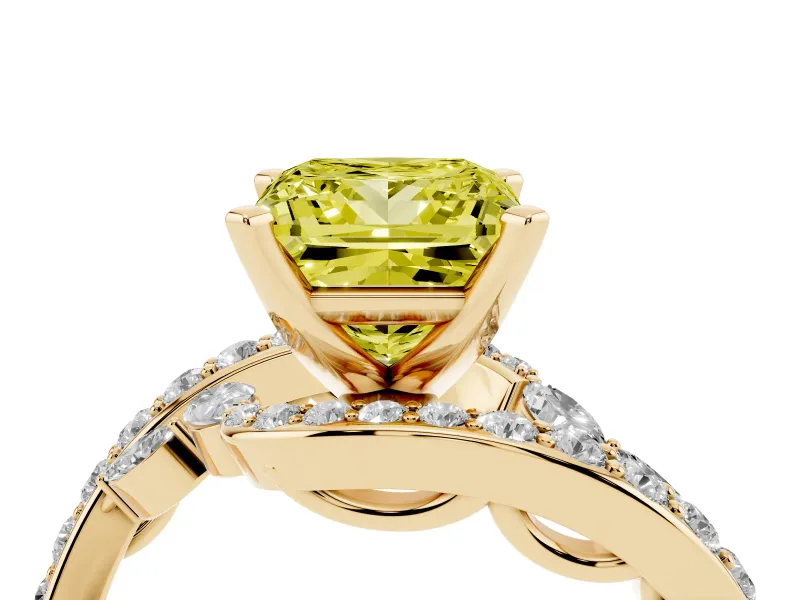 Princess Cut Bypass Engagement Ring Setting for a Fancy Yellow Lab-Grown Diamond | Yellow Gold