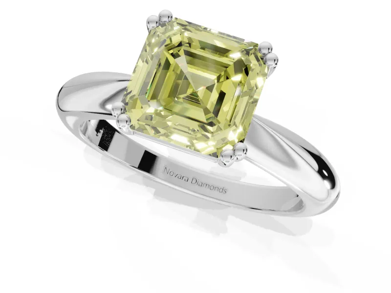 Princess Cut Tapered Solitaire Engagement Ring Setting for a Fancy Yellow Lab-Grown Diamond | Sterling Silver
