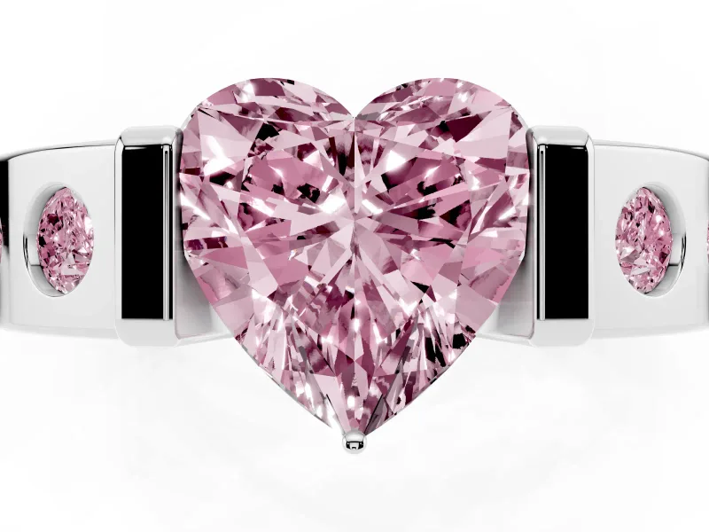 Heart-Shaped Tension Style Engagement Ring Setting for a Fancy Pink Lab-Grown Diamond | White Gold