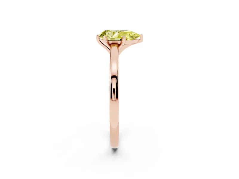 Pear-Shaped Plain Engagement Ring Setting for a Fancy Yellow Lab-Grown Diamond | Rose Gold