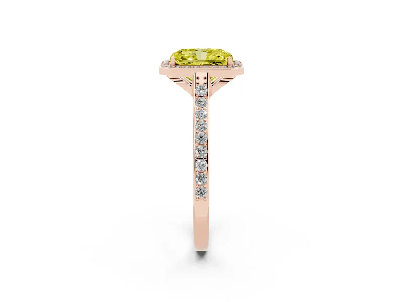 Radiant Cut Halo Engagement Ring Setting for a Fancy Yellow Lab-Grown Diamond | Rose Gold - Design NV-24729