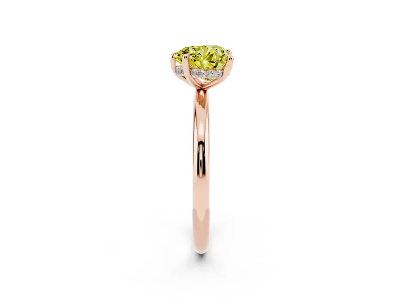 Heart-Shaped Hidden Halo Ring Setting for a Fancy Yellow Lab-Grown Diamond | Rose Gold