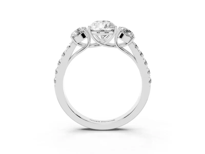 Pear-Shaped Three Stone Engagement Ring Setting | Pave Shoulders | Sterling Silver