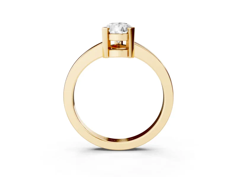 Pear-Shaped Solitaire Engagement Ring Setting | Flat Tab Prongs | Yellow Gold