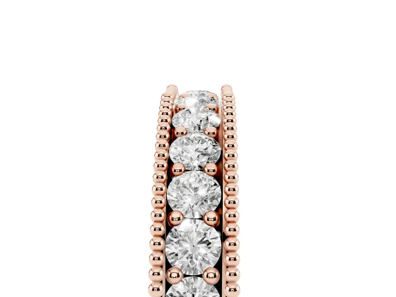 Round Lab-Grown Diamond Milgrain Wedding Band | Scroll Openwork Gallery | Rose Gold