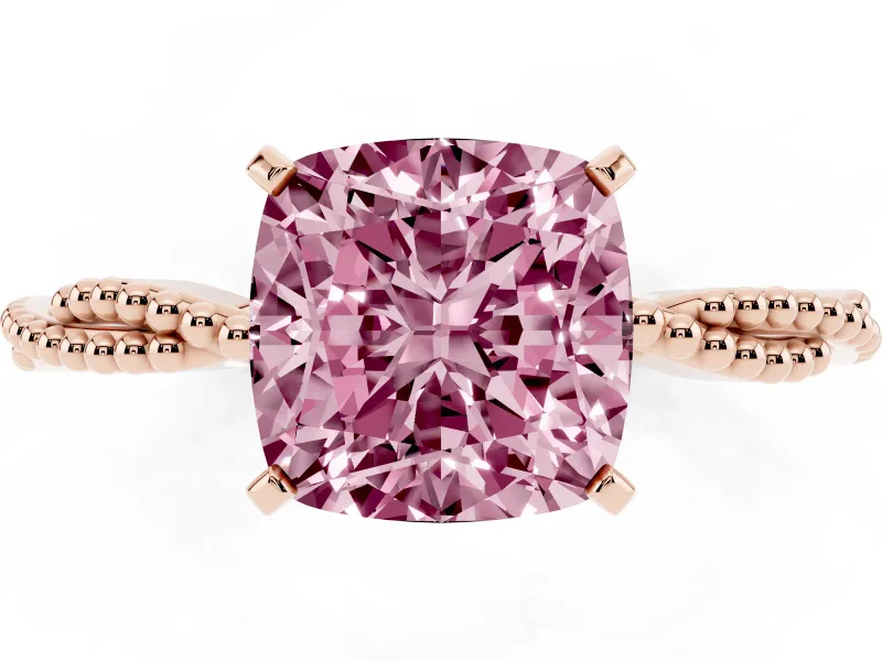 Cushion Cut Twisted Solitaire Engagement Ring Setting for a Fancy Pink Lab-Grown Diamond | Rose Gold