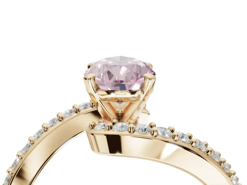 Pear-Shaped Bypass Pavé Engagement Ring Setting for a Fancy Pink Lab-Grown Diamond | Yellow Gold