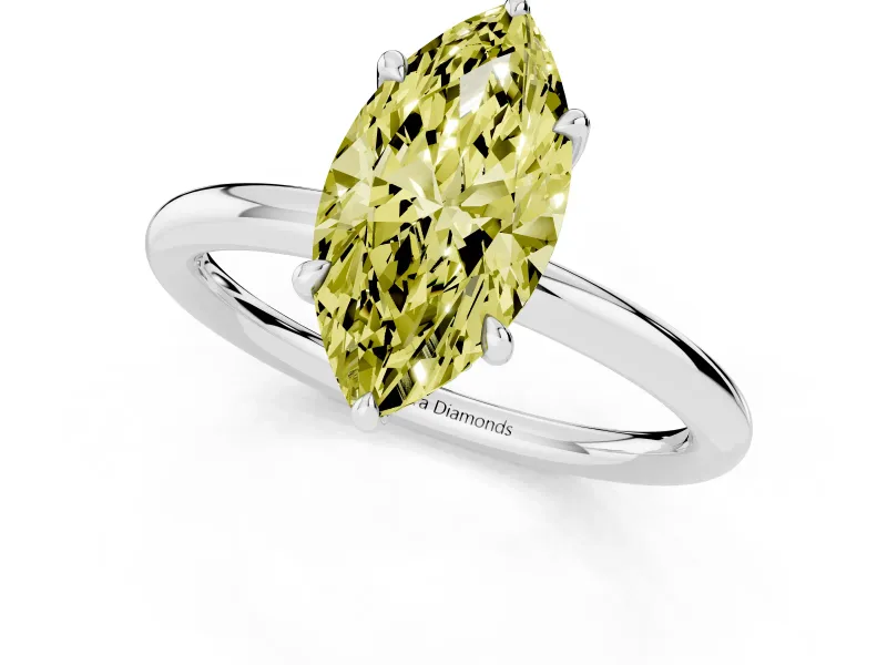 Marquise Hidden Halo Ring Setting for a Fancy Yellow Lab-Grown Diamond | Sterling Silver