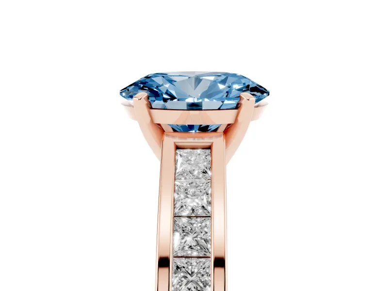 Oval Channel Set Engagement Ring Setting for a Fancy Blue Lab-Grown Diamond | Rose Gold