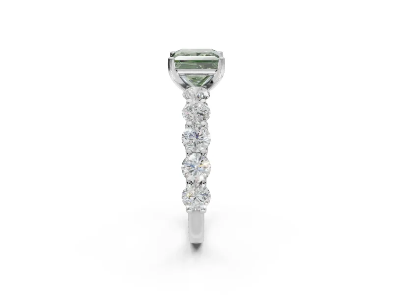 Princess Cut Engagement Ring Setting for a Fancy Green Lab-Grown Diamond | Sterling Silver - Design NV-24455