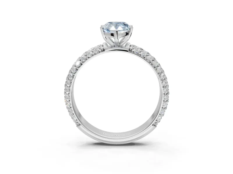 Pear-Shaped Domed Pavé Engagement Ring Setting for a Fancy Blue Lab-Grown Diamond | Sterling Silver