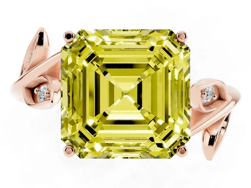 Asscher Cut Twisted Bypass Engagement Ring Setting for a Fancy Yellow Lab-Grown Diamond | Rose Gold