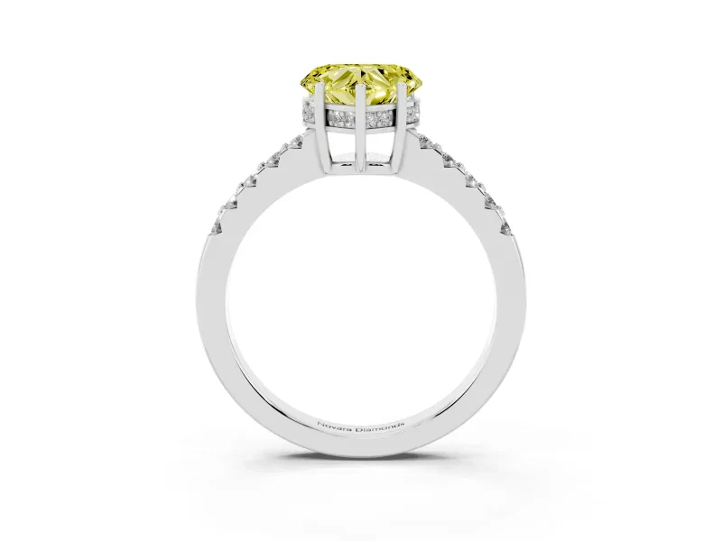 Heart-Shaped Hidden Halo Engagement Ring Setting for a Fancy Yellow Lab-Grown Diamond | Sterling Silver