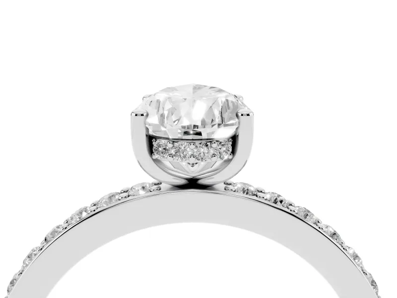 Pear-Shaped Hidden Halo Pavé Engagement Ring Setting | Micro Pavé Band | Sterling Silver