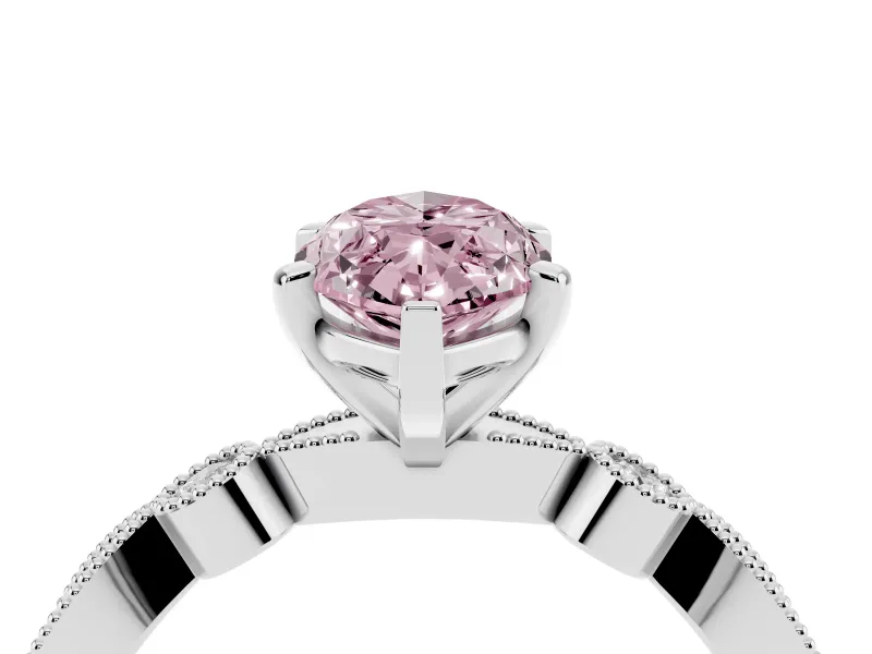 Marquise Vintage Engagement Ring Setting for a Fancy Pink Lab-Grown Diamond | Sterling Silver