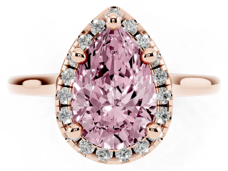 Pear-Shaped Halo Engagement Ring Setting for a Fancy Pink Lab-Grown Diamond | Plain Polished Band | Rose Gold