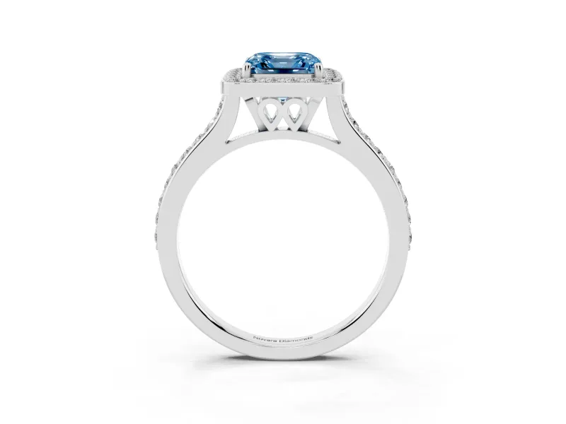 Asscher Cut Halo Engagement Ring Setting for a Fancy Blue Lab-Grown Diamond | Sterling Silver - Design NV-24729