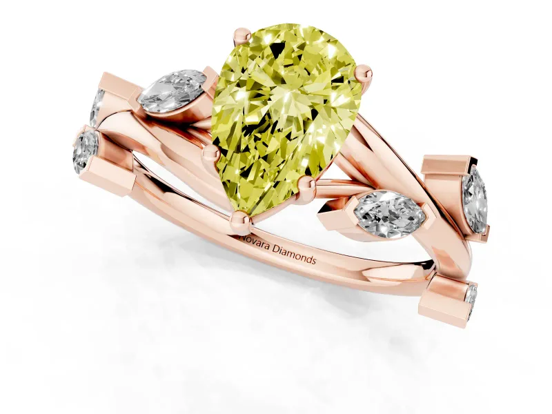 Pear-Shaped Twisted Vine Engagement Ring Setting for a Fancy Yellow Lab-Grown Diamond | Rose Gold