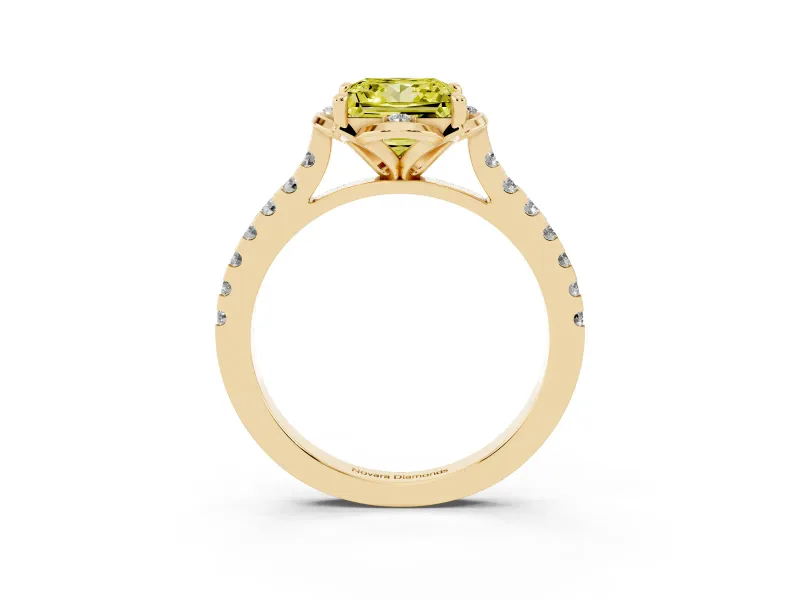 Princess Cut Floral Petal Engagement Ring Setting for a Fancy Yellow Lab-Grown Diamond | Petal Accents | Yellow Gold