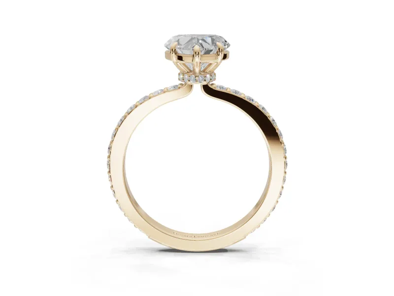 Heart-Shaped Hidden Halo Engagement Ring Setting | Yellow Gold