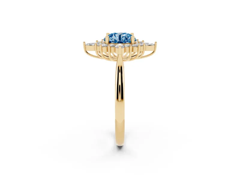 Round Engagement Ring Setting for a Fancy Blue Lab-Grown Diamond | Yellow Gold - Design NV-24790