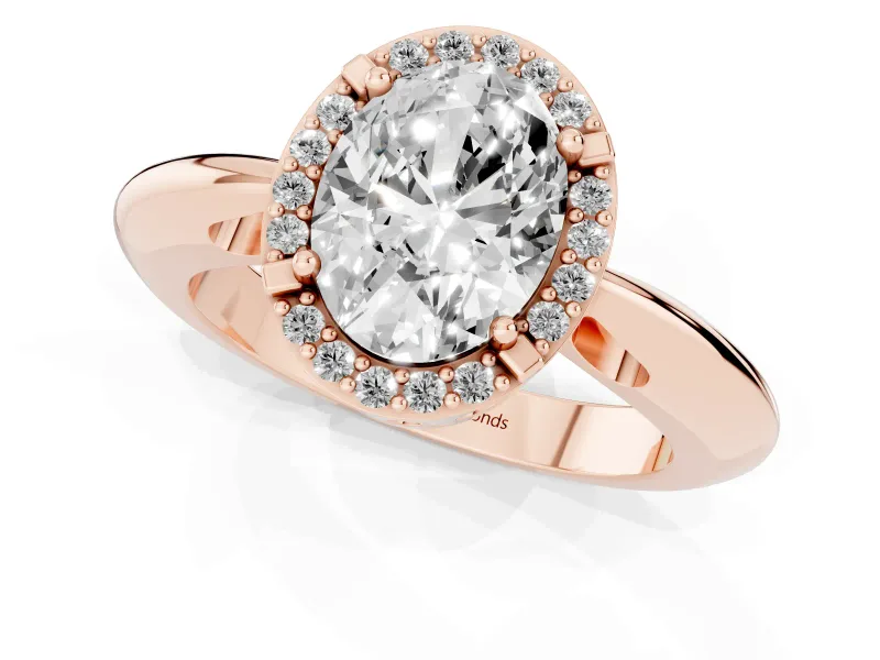 Oval Halo Engagement Ring Setting | Plain Tapered Band | Rose Gold
