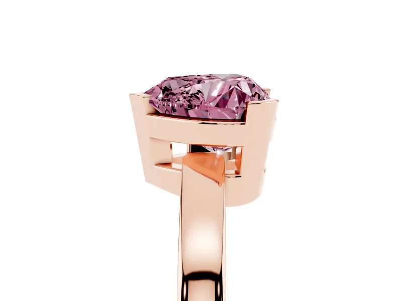 Heart-Shaped Solitaire Engagement Ring Setting for a Fancy Pink Lab-Grown Diamond | Flat Tab Prongs | Rose Gold