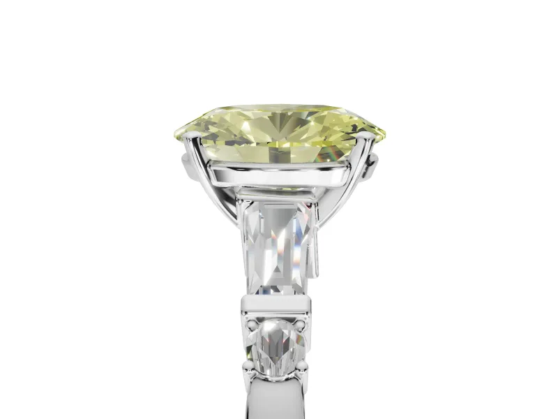 Oval Tapered Baguette Engagement Ring Setting for a Fancy Yellow Lab-Grown Diamond | Sterling Silver